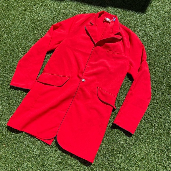 VTG 90’s Red Balls On Fire Red Coat / Robe - Picture 3 of 6